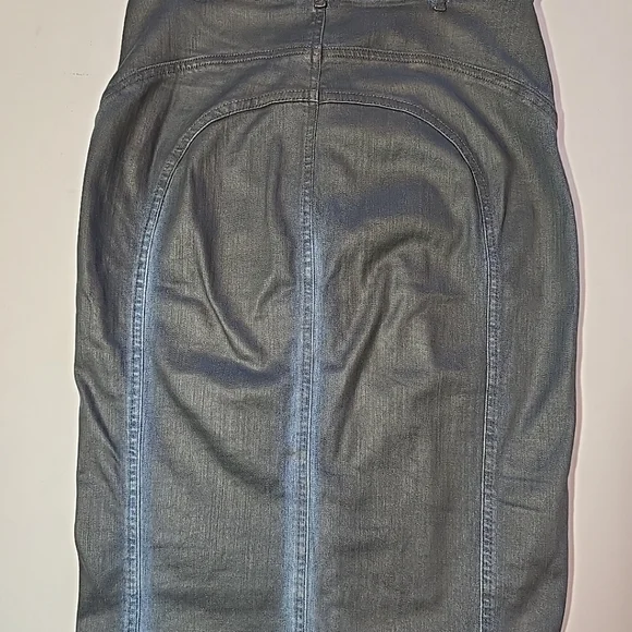 Cop.Copine Treated Denim Front Full Zip Skirt - Blue Size 40 Euro